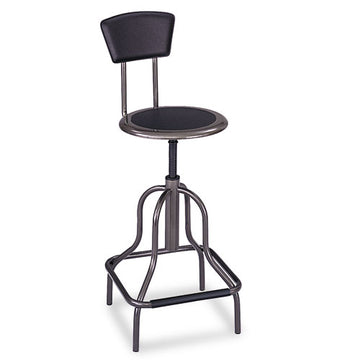 Safco® Diesel Industrial Stool With Back, Supports Up To 250 Lb, 22" To 27" Seat Height, Pewter freeshipping - TVN Wholesale